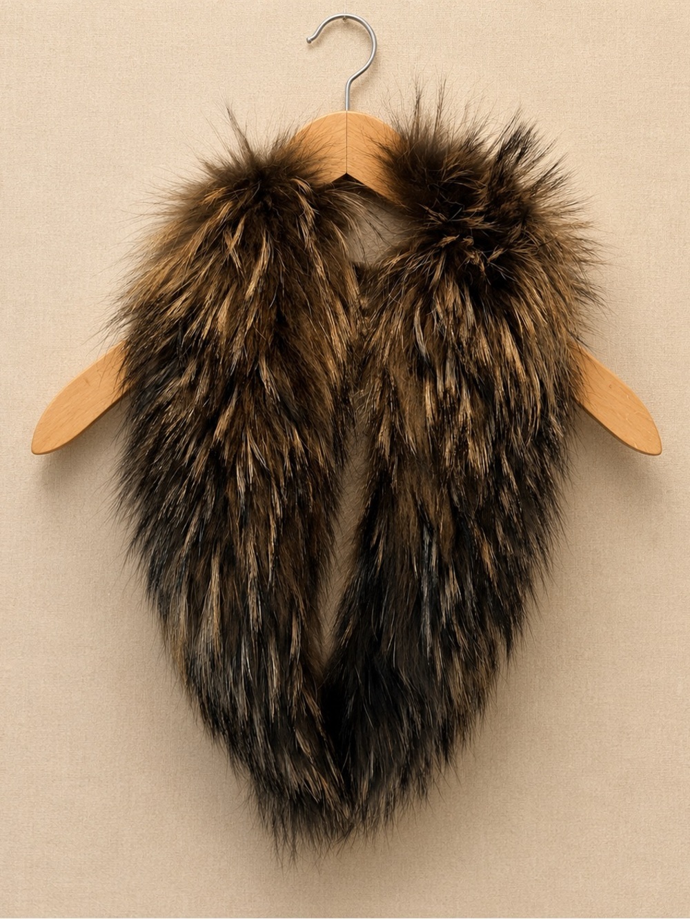 LES PETITES Raccoon Fur Collar Stole Scarf Trim Petite Luxe
